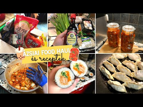 Ázsiai FOOD HAUL + kedvenc receptek – kimchi + boba tea + mandu tésztabatyu + bulgogi + kimbap!