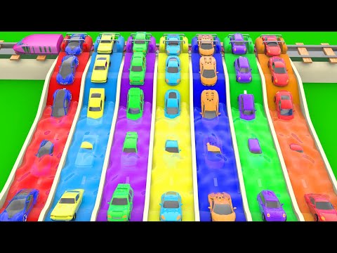 Colours Learning Colors for Children with Super Sports Cars Coloring Slides Tracks