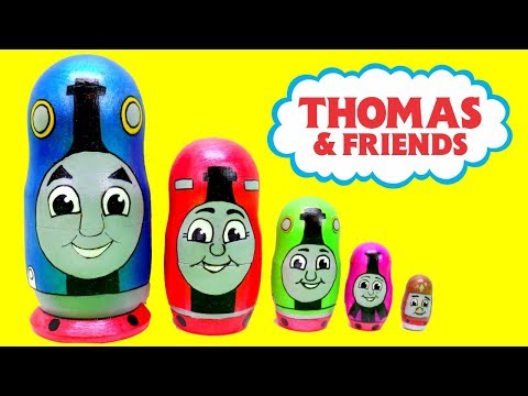 Elsa Opens Thomas Train Nesting dolls Toys