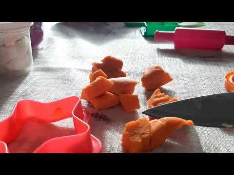 Satisfying Slime ASMR – Make and cutting with a knife plasteline star