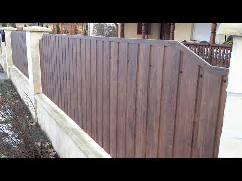 Kézzel készült zsalukő kerítés trapézlemez betéttel házilag