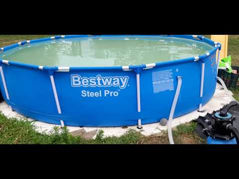 Bestway medence vegyszerezés Hecht homokszűrős vízforgatón keresztül – házilag beépített fűtéssel