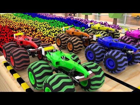 Monster Racing Cars Color Change Gameplay 3D Animation Videos | Car Parking Games