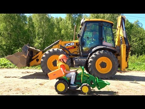 Excavators – Lev and Dad Ride on Power Wheels Tractors and Truck Compilation video