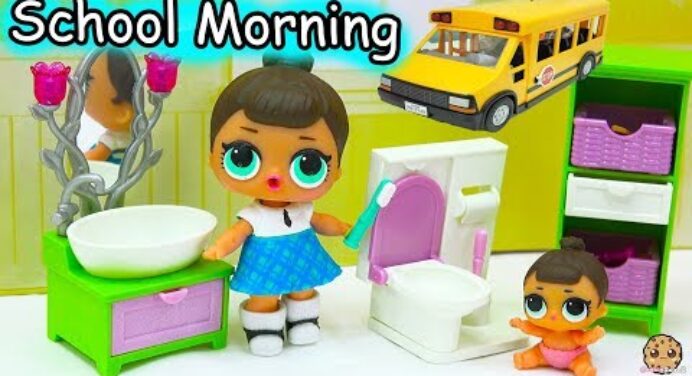 LOL Surprise Big & Lil Sisters School Day Morning Time Routine - Eat Breakfast, Brush Teeth