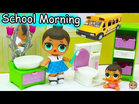 LOL Surprise Big & Lil Sisters School Day Morning Time Routine – Eat Breakfast, Brush Teeth