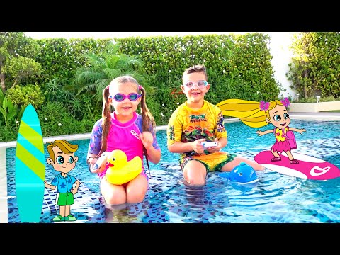 Diana and Roma Learn to Swim and Play Summer Games