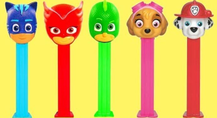 Nat and Essie Open PJ Masks and Paw Patrol Pez