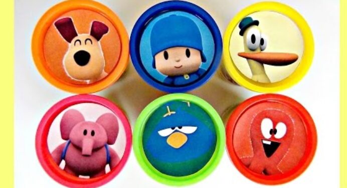 Nat and Essie Teach Colors with LET'S GO POCOYO Play-doh Lids