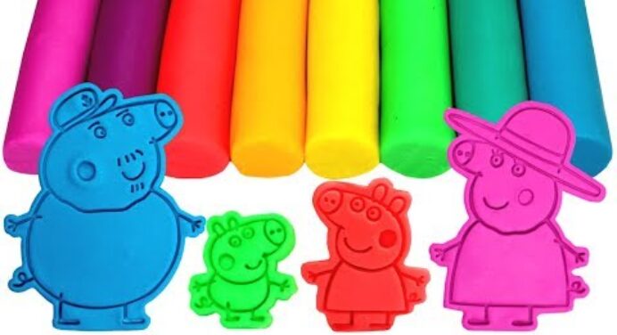 Peppa Pig Family & Friends Play Doh Molds Learn Colors Painting Peppa Surprise Toys Compilation