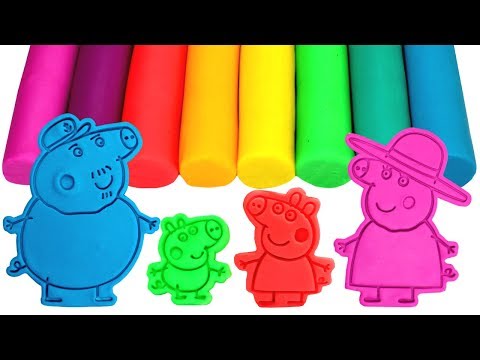 Peppa Pig Family & Friends Play Doh Molds Learn Colors Painting Peppa Surprise Toys Compilation