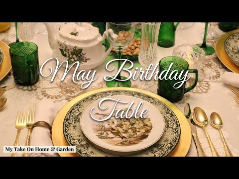 May Birthstone Themed Table – Emerald and Lily of The Valley