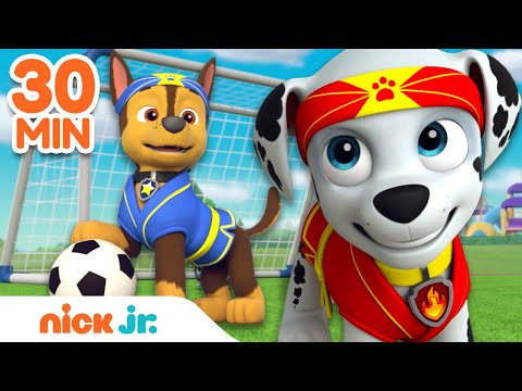 PAW Patrol Rescues & Healthy Habits! w/ Chase & Marshall ⚽️ | 30 Minute Compilation | Nick Jr.