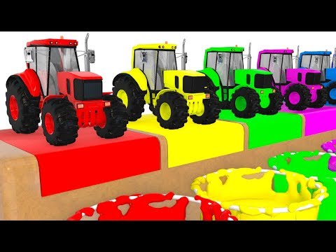 Colors with Tractors & Vehicles for Kids Educational Animation Cartoon for Children