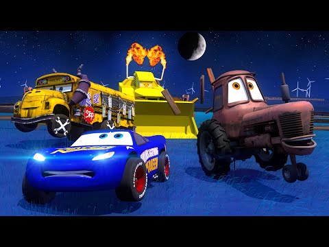 Cars Toons ⚡️Fabulous Lightning McQueen Vs Miss Fritter Tractor Tipping