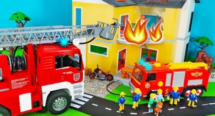 Fire Trucks & Fire Engine Unboxing: Story with Fireman Sam & Bruder Cars | Great Toys Set for Kids