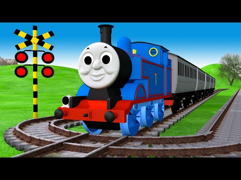 【踏切アニメ】あぶない電車 TRAIN THOMAS 🚦 Fumikiri 3D Railroad Crossing Animation #1