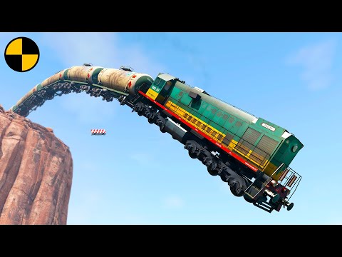Trains vs Cliff 😱 BeamNG.Drive