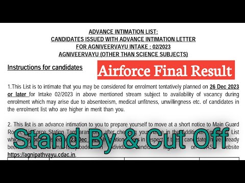 Airforce XY Group Enrollment List Out | Stand By Ans Cut Off  | Airforce Final Result |