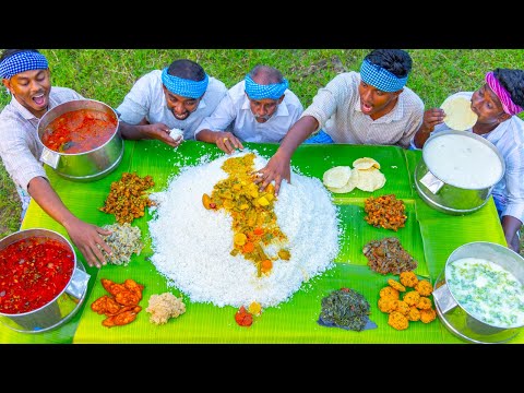 VEG THALI | 15 fajta zöldségrecept | Hatalmas dél-indiai vegetáriánus thali receptek főzés a faluban