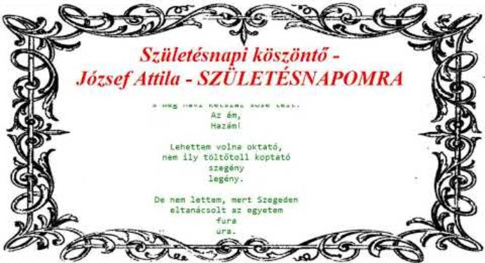 Születésnapi köszöntő - József Attila - SZÜLETÉSNAPOMRA
