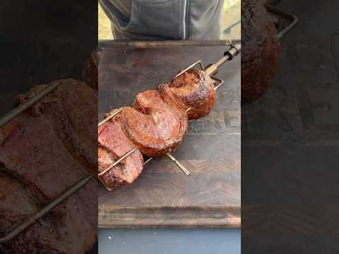 Rotisserie picanha with a side of chimichurri