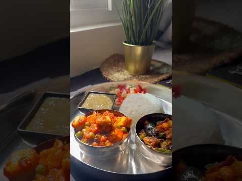 Special Veg Thali banaya aaj | Made Matar Paneer on my new gas stove #shorts #youtubeshorts