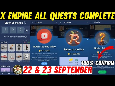 X Empire Investment Fund Today 22-23 September | Musk Empire Daily Combo | X Empire Investment Today