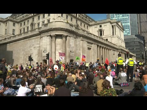 Extinction Rebellion block roads outside Bank of England in London | AFP