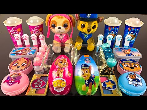 PAW PATROL Skye&Chase Mixing Makeup,Eyeshadow,Glitter,Clay Into Slime🎀Oddly Satisfying Slime #ASMR